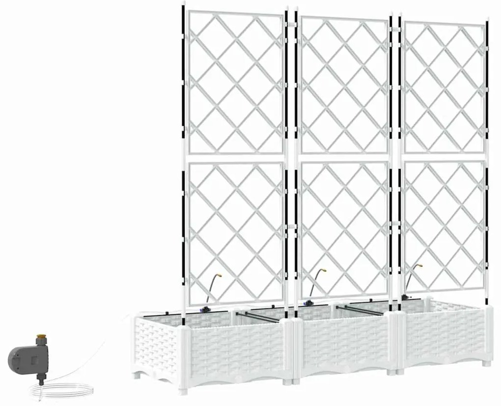 vidaXL Γλάστρα Κήπου 3 pcs Λευκό Ατσάλι