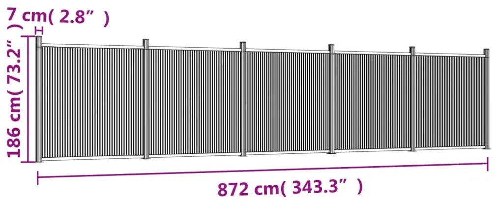 Πάνελ Περίφραξης Γκρι 872 x 186 εκ. από WPC - Γκρι