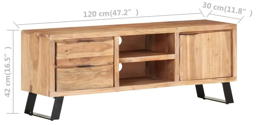 Έπιπλο Τηλεόρασης Live Edge 120x30x42 εκ. Μασίφ Ξύλο Ακακίας - Καφέ