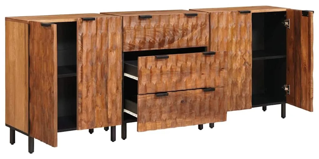 vidaXL Πλαϊνό γραφείο 3 pcs Καφέ Φινίρισμα Ακακίας 180 x 33 x 75 εκ.