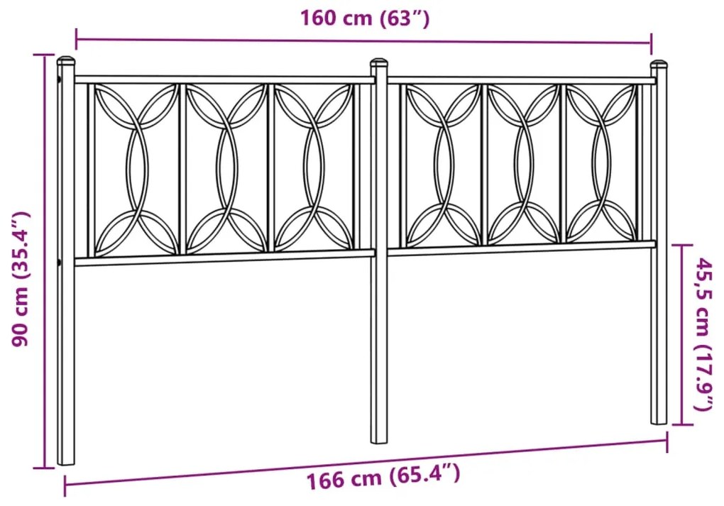 vidaXL Κεφαλάρι Μαύρο 160 εκ. Μεταλλικό