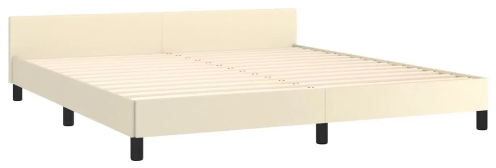vidaXL Πλαίσιο Κρεβατιού με Κεφαλάρι Κρεμ 180x200 εκ. Συνθετικό Δέρμα