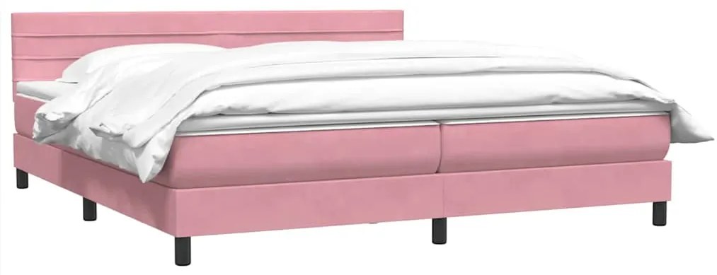 vidaXL Κρεβάτι Boxspring με Στρώμα Ροζ 180x210 εκ. Βελούδινο