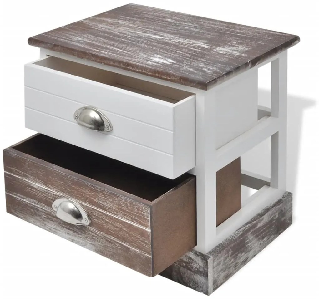 vidaXL Κομοδίνα 2 τεμ. Καφέ και Λευκό