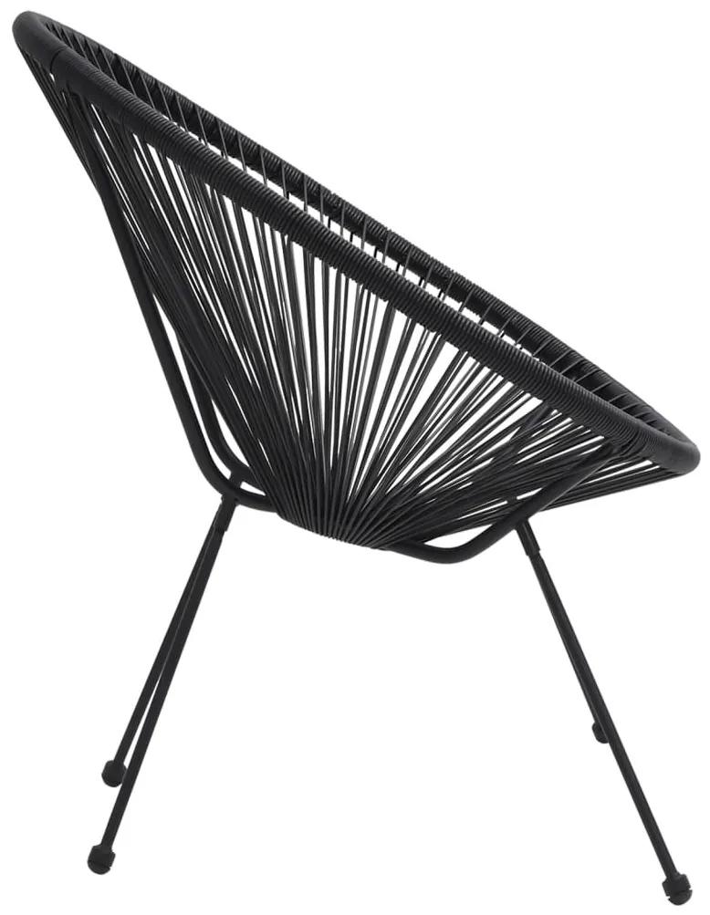 Καρέκλες Κήπου 2 τεμ. Μαύρες από Ρατάν - Μαύρο