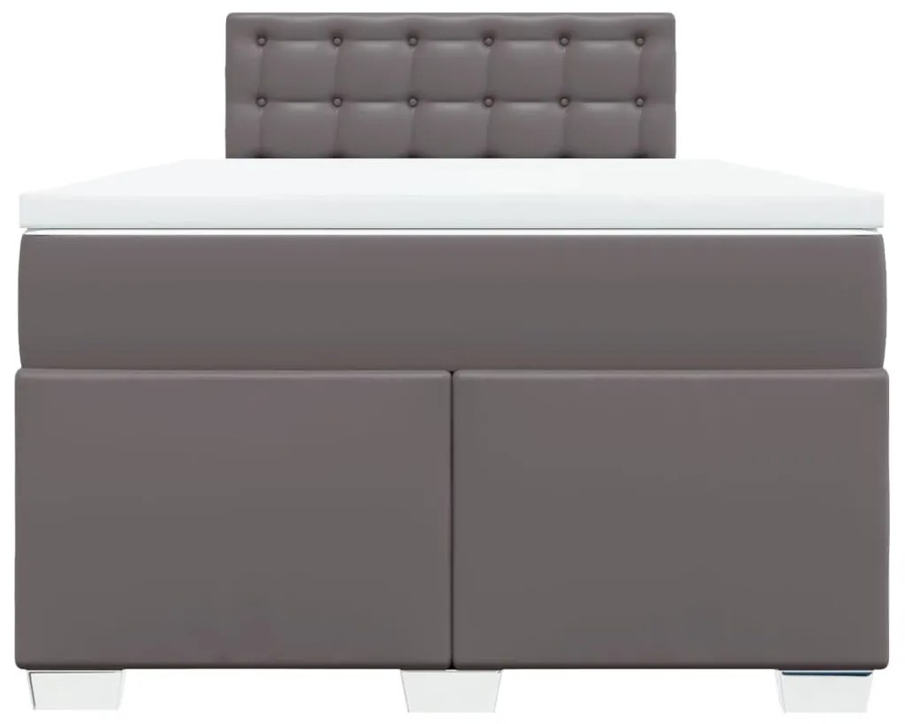 vidaXL Κρεβάτι Boxspring με Στρώμα Γκρι 120x190εκ. από Συνθετικό Δέρμα