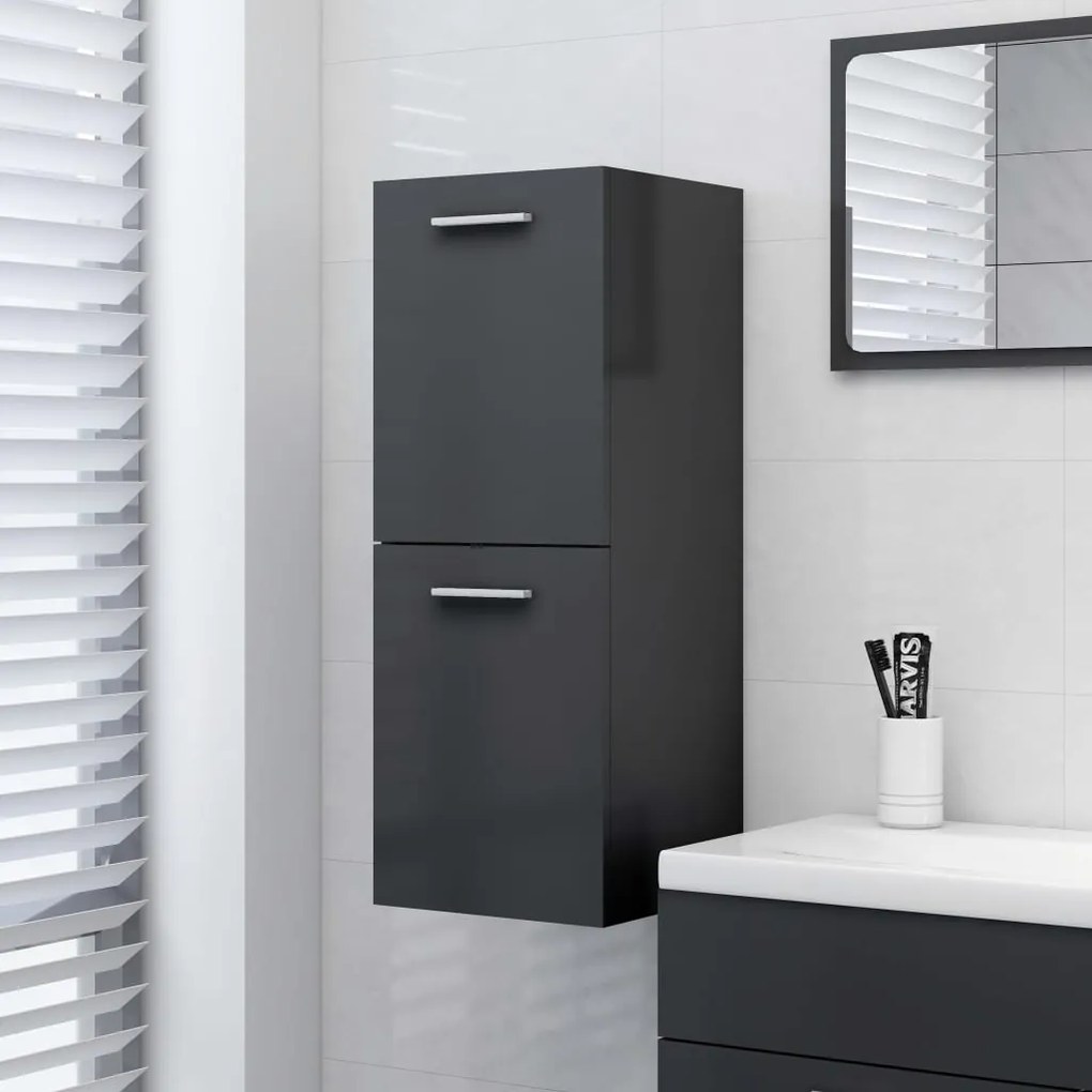 vidaXL Ντουλάπι Μπάνιου Γκρι 30 x 30 x 80 εκ. από Μοριοσανίδα