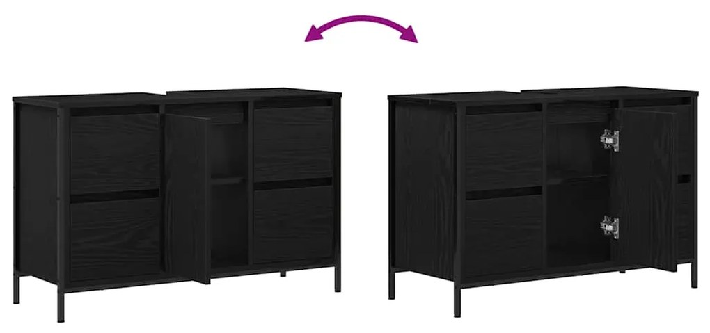 ντουλάπι νιπτήρα με συρτάρια Μαύρη δρυς 90x34,5x60 εκ. 861887