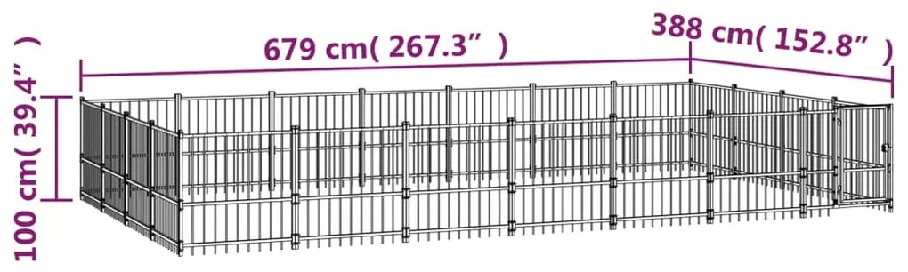 Κλουβί Σκύλου Εξωτερικού Χώρου 26,35 μ² από Ατσάλι - Μαύρο
