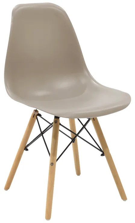 Καρέκλα Julita pakoworld PP cappuccino με φυσικό πόδι 46x52x80εκ