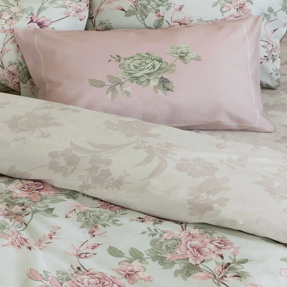 Σεντόνια Rosaria (Σετ 4τμχ) Green-Pink Nima Υπέρδιπλo 240x260cm 100% Βαμβάκι