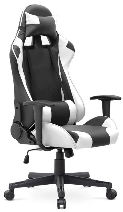 Καρέκλα γραφείου Gaming Alonso Megapap από τεχνόδερμα χρώμα λευκό - μαύρο 67x70x125/135 εκ.-GP040-0008,3
