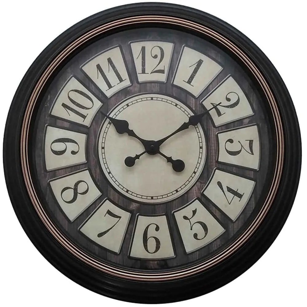 Ρολόι Τοίχου Docto 349-000011 Φ55,8cm Antique Black Inart Πλαστικό