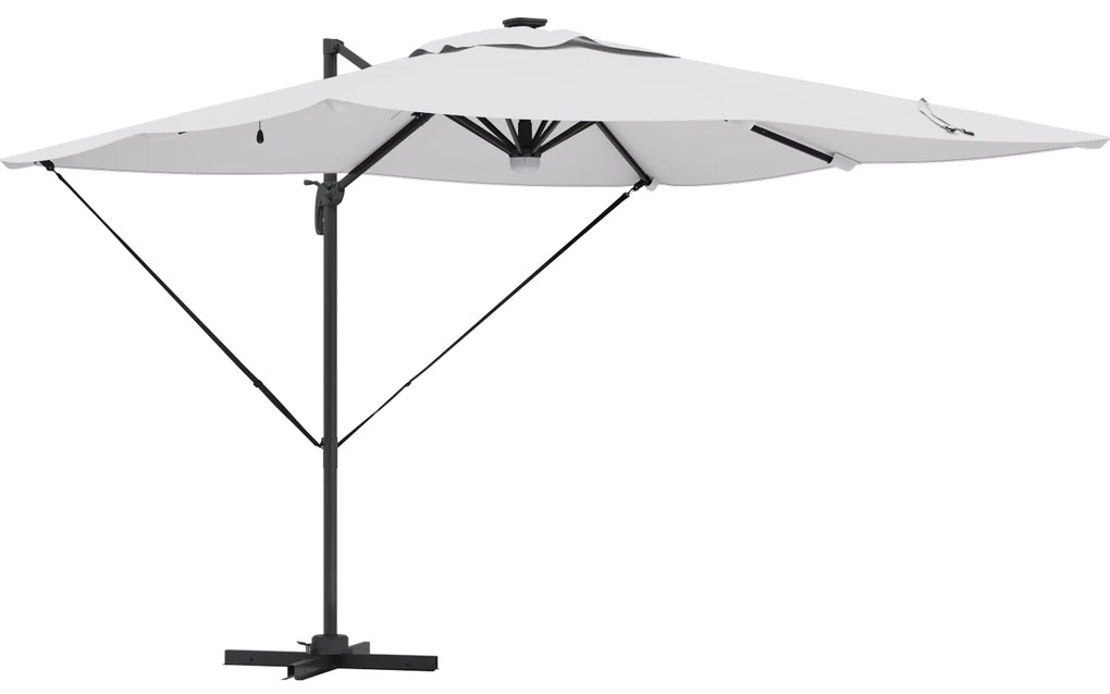 vidaXL Ομπρέλα Roma με LEDs Σαμπανί 286x285x270 εκ. Αλουμίνιο