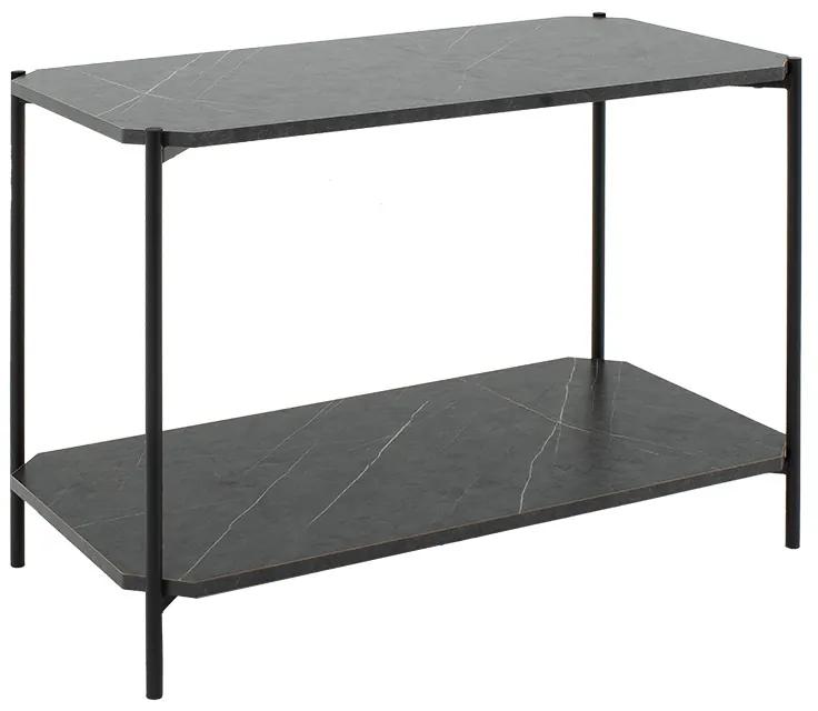 Τραπέζι σαλονιού Mara MDF ανθρακί μαρμάρου-μαύρο 80x40x55cm - MDF - 072-000066