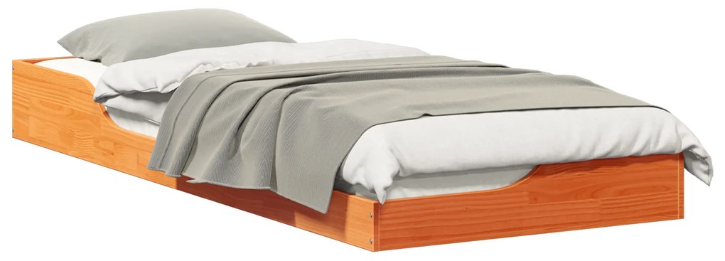 vidaXL Κρεβάτι δαπέδου Καφέ κεριού 80 x 220 cm Μασίφ ξύλο πεύκου
