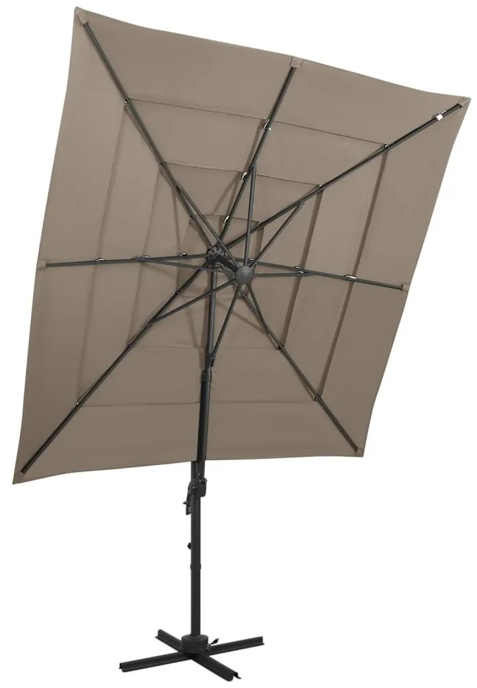 vidaXL Ομπρέλα Κήπου 4 Επιπέδων Taupe 250x250εκ με Ιστό Αλουμινίου