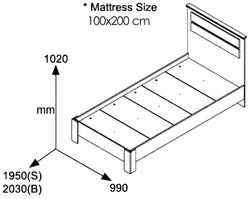 Κρεβάτι μονό OLYMPUS pakoworld σε χρώμα wenge 100x200εκ (1 τεμάχια)