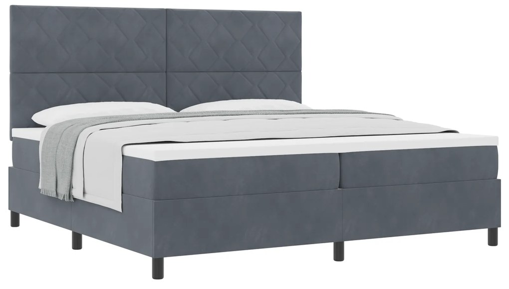 vidaXL κρεβάτι Box Spring με στρώμα Γκρι 200x200 εκ Βελούδο
