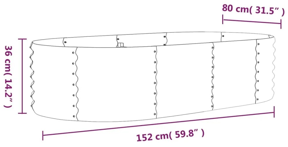 vidaXL Ζαρντινιέρα Πράσινη 152x80x36 εκ Ατσάλι με Ηλεκτρ. Βαφή Πούδρας