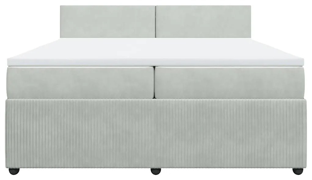 vidaXL Κρεβάτι Boxspring με Στρώμα Ανοιχτό Γκρι 200x200 εκ. Βελούδινο