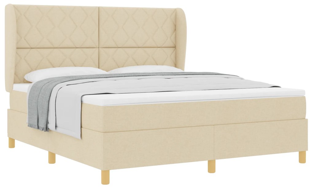 vidaXL κρεβάτι Box Spring  με στρώμα κρεμ 180x200 εκ. ύφασμα
