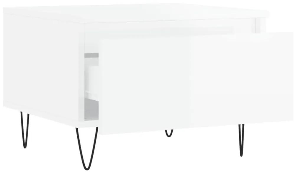 Τραπεζάκια Σαλονιού 2 τεμ. Γυαλ. Λευκό 50x46x35 εκ. Επεξ. Ξύλο - Λευκό