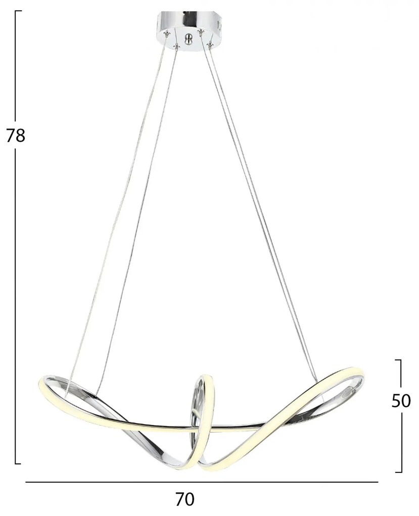 ΦΩΤΙΣΤΙΚΟ ΟΡΟΦΗΣ ΧΡΩΜΙΟΥ LED  52x28x66 εκ. ΑΣΗΜΙ 70x28x78 εκ.