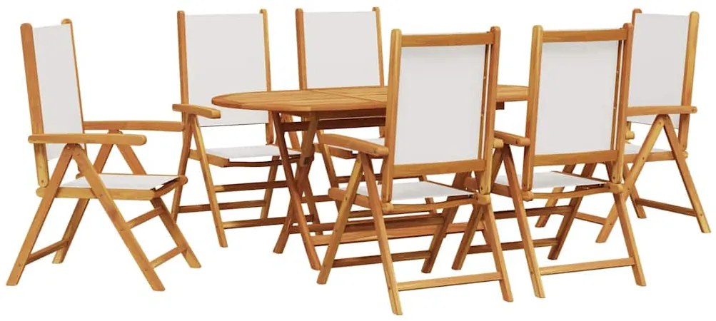vidaXL Σέτ φαγητού για κήπο 7 pcs Κρεμ λευκό Μασίφ ξύλο ακακίας