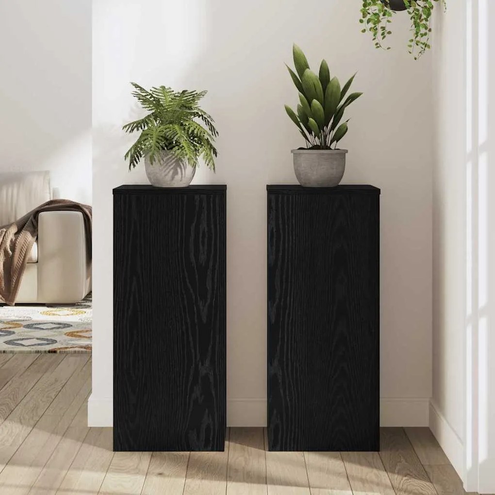 vidaXL Ράφια Φυτών 2 τεμάχια Μαύρη Δρυς 30x30x70 εκ. Ξύλινα προϊόντα