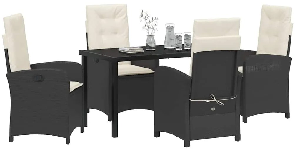 vidaXL Σέτ φαγητού για κήπο 5 pcs Μαύρο συνθετικό ρατάν