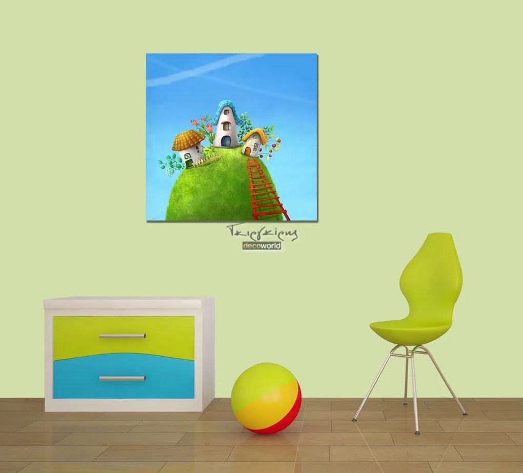 Παιδικός πίνακας σε καμβά με σπίτια KNV044 65cm x 65cm