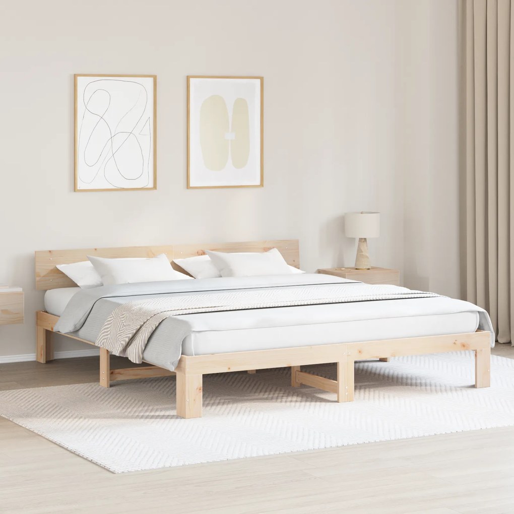 vidaXL Κρεβάτι με Κεφαλάρι 180x200 εκ Μασίφ Ξύλο Πεύκου