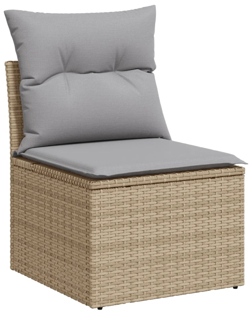 vidaXL Σετ καναπέ κήπου 7 τμχ με μαξιλάρια μπεζ Poly Rattan