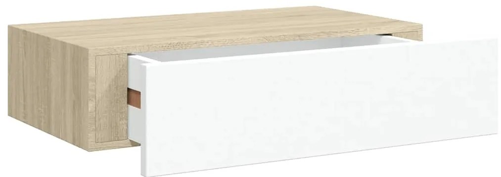vidaXL Ράφια Τοίχου Συρτάρια 2 τεμ. Δρυς/Λευκό 40x23,5x10 εκ από MDF
