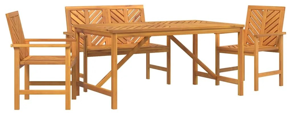 vidaXL Σέτ φαγητού για κήπο 4 pcs Καφέ Στερεό Ξύλο Ακακίας