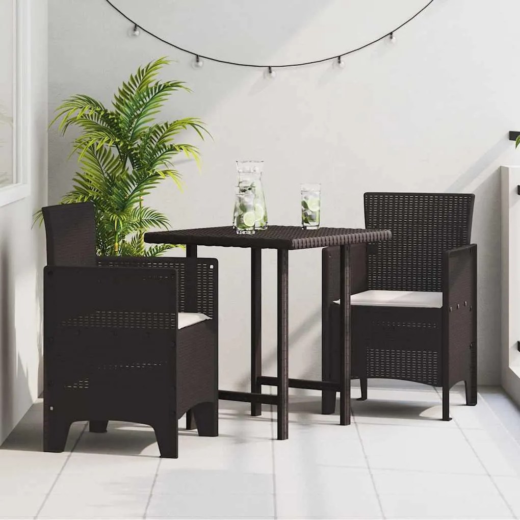vidaXL Καρέκλα Κήπου 2 pcs Καφέ 53 x 49 x 85 εκ. PP