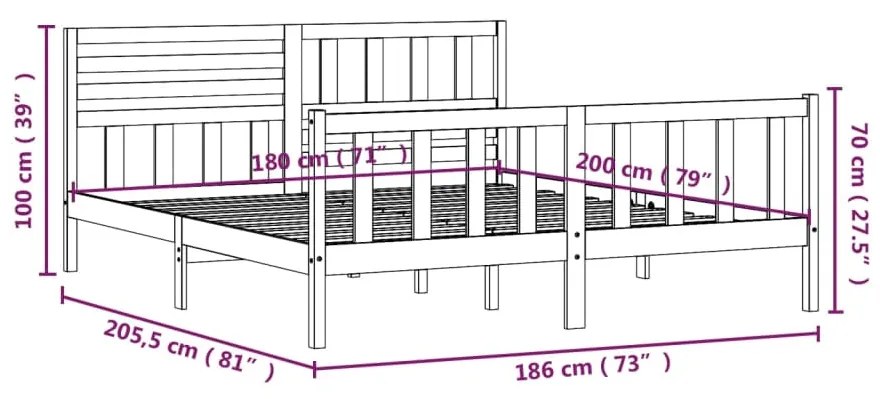 ΠΛΑΙΣΙΟ ΚΡΕΒΑΤΙΟΥ 180 X 200 ΕΚ ΜΑΣΙΦ ΞΥΛΟ ΠΕΥΚΟΥ 6FT SUPER KING 3101168