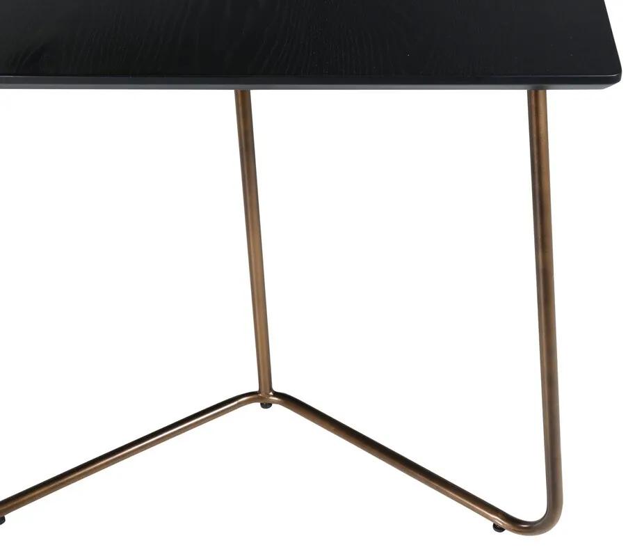 Τραπέζι Dallas 1721, Χάλκινο, Μαύρο, 75x90x190cm, Ινοσανίδες μέσης πυκνότητας, Φυσικό ξύλο καπλαμά, Μέταλλο | Epipla1.gr