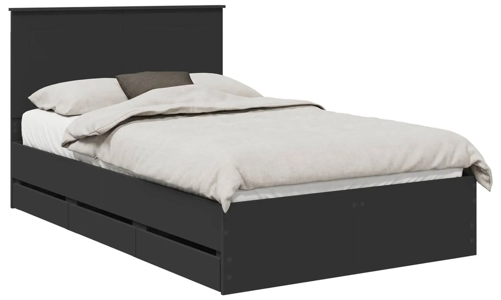 vidaXL Σκελετός Κρεβατιού Μαύρο 135 x 190 cm Μηχανήματος Ξύλο