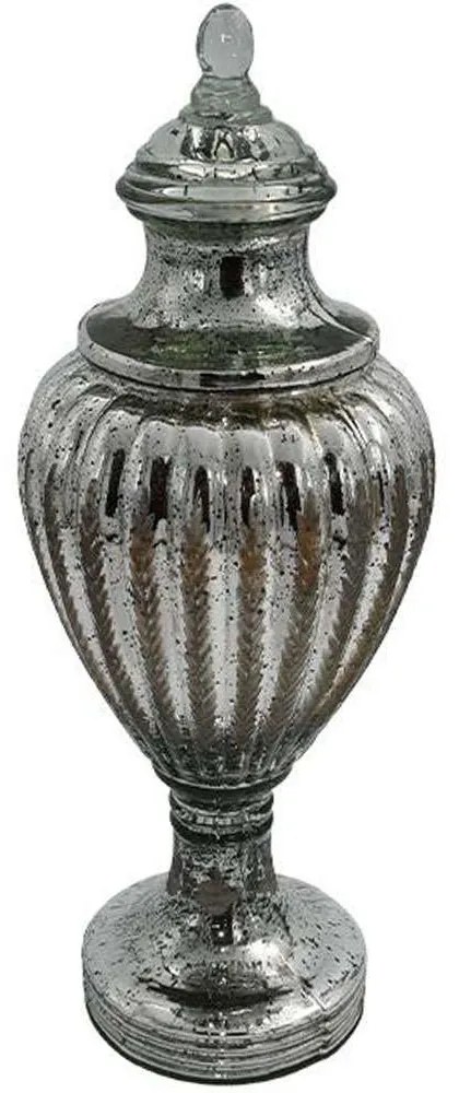 Βάζο 945-124-017 16x40cm Silver Glass