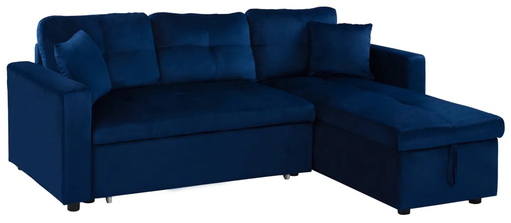 ΚΑΝΑΠΕΣ ΓΩΝΙΑ ΚΡΕΒΑΤΙ ΒΕΛΟΥΔΟ ΜΠΛΕ 224x147x85Υεκ.FB93028.18 0516462