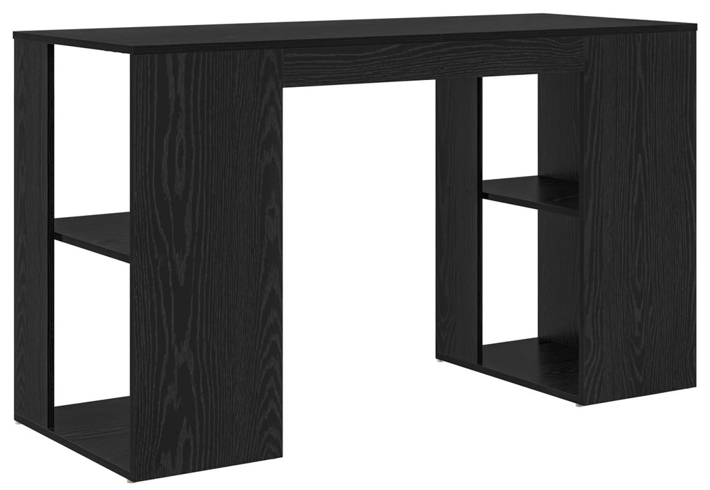 vidaXL Γραφείο με Αποθήκευση με ράφι Μαύρη Οξυά 130 x 50.5 x 75 εκ