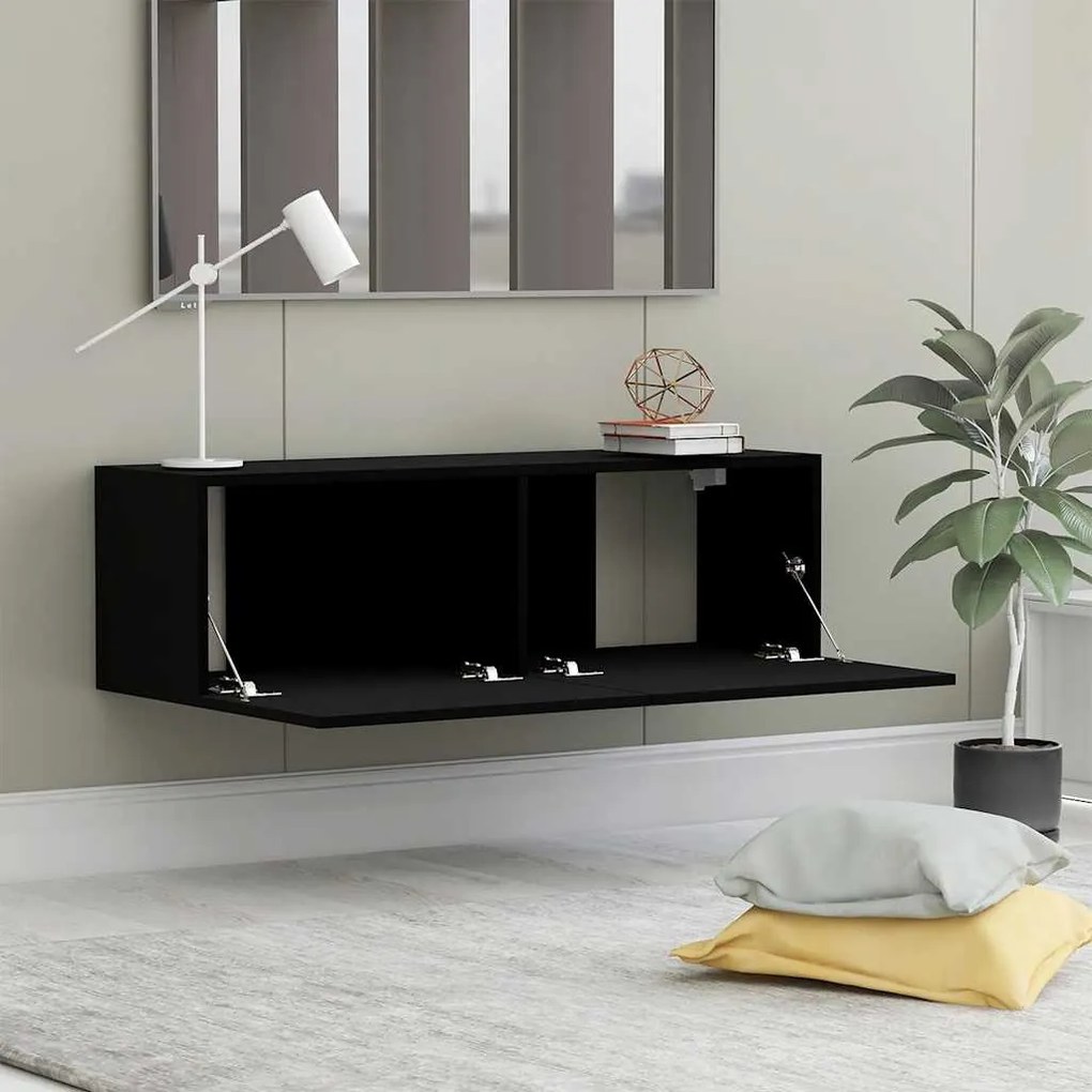 vidaXL Έπιπλο Τηλεόρασης Μαύρο 100 x 30 x 30 εκ. από Επεξ. Ξύλο