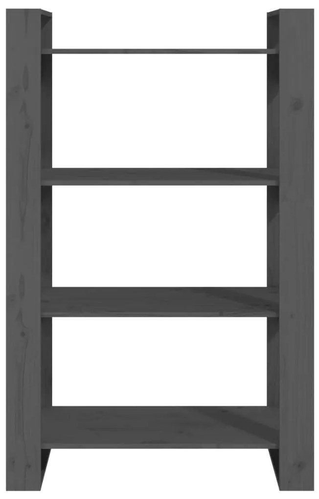 vidaXL Βιβλιοθήκη/Διαχωριστικό Χώρου Γκρι 80x35x125 εκ. Μασίφ Πεύκο