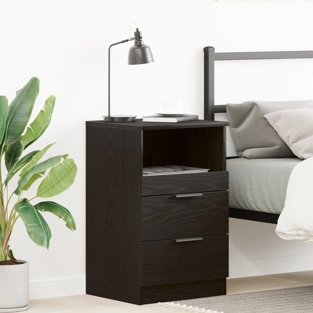 vidaXL κομοδίνο Μαύρο Δρυς 40x35x65 εκ Made of Engineered Wood
