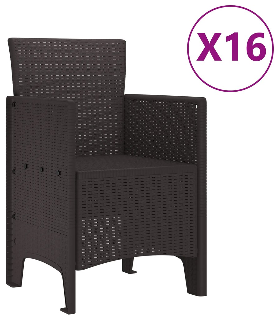 vidaXL 17 Τεμαχίων Σετ Τραπεζαρίας Κήπου Καφέ Πολυ ρατάν