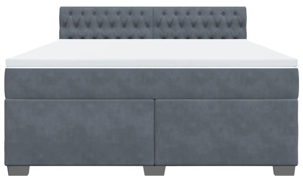 vidaXL Κρεβάτι Boxspring με Στρώμα Σκούρο Γκρι 180x200 εκ. Βελούδινο