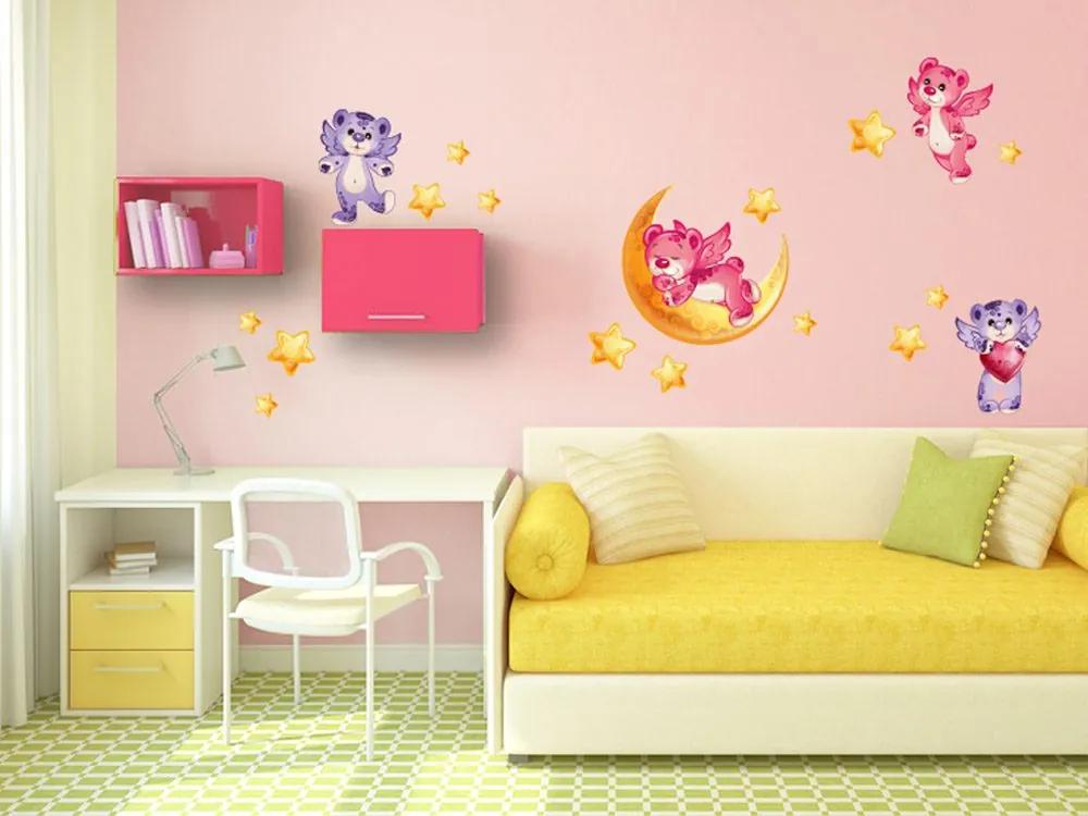Διακοσμητικά αυτοκόλλητα τοίχου ροζ & μωβ αρκουδάκια