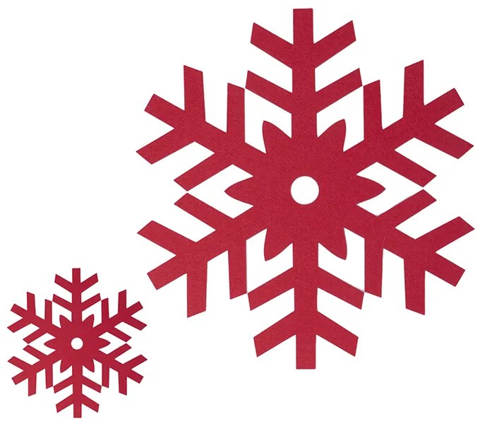 Σετ Χριστουγεννιάτικα Σουβέρ Felt Snow Flake Red 4x(10x10) - Nef-Nef Homeware